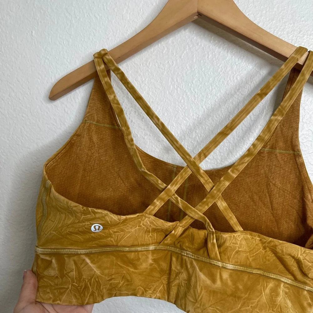 Lululemon Free To Be Serene Bra Long Line Crinkle Dye Yellow‎ Gold Size 14